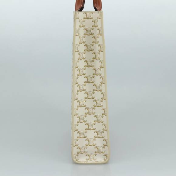 CELINE Triomphe Small Vertical Cabas Tote Bag Pvc Leather White - Picture 3 of 12